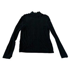 Ann Taylor Womens Blouse Black Size Medium Turtleneck Pullover Long Sleeve Top